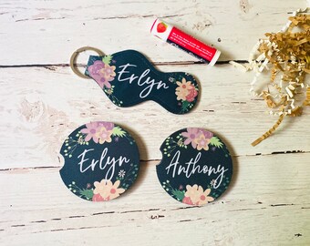 Car Coasters and lip car holder with key ring Vehicle Accessories