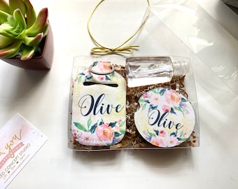 Pocket Sanitizer with car cup coasters | Personalized car accessories | all occasion gift set | Custom Gift box