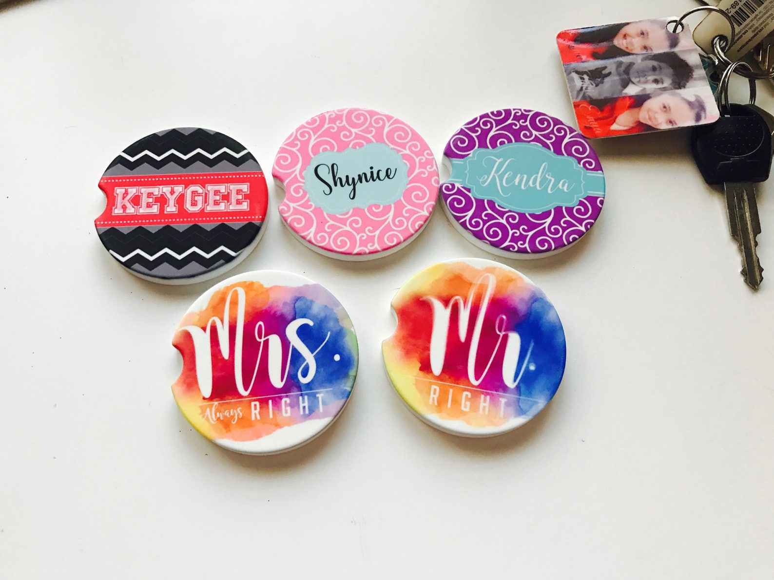 Car cup holder coasters sandstone coasters personalized Etsy