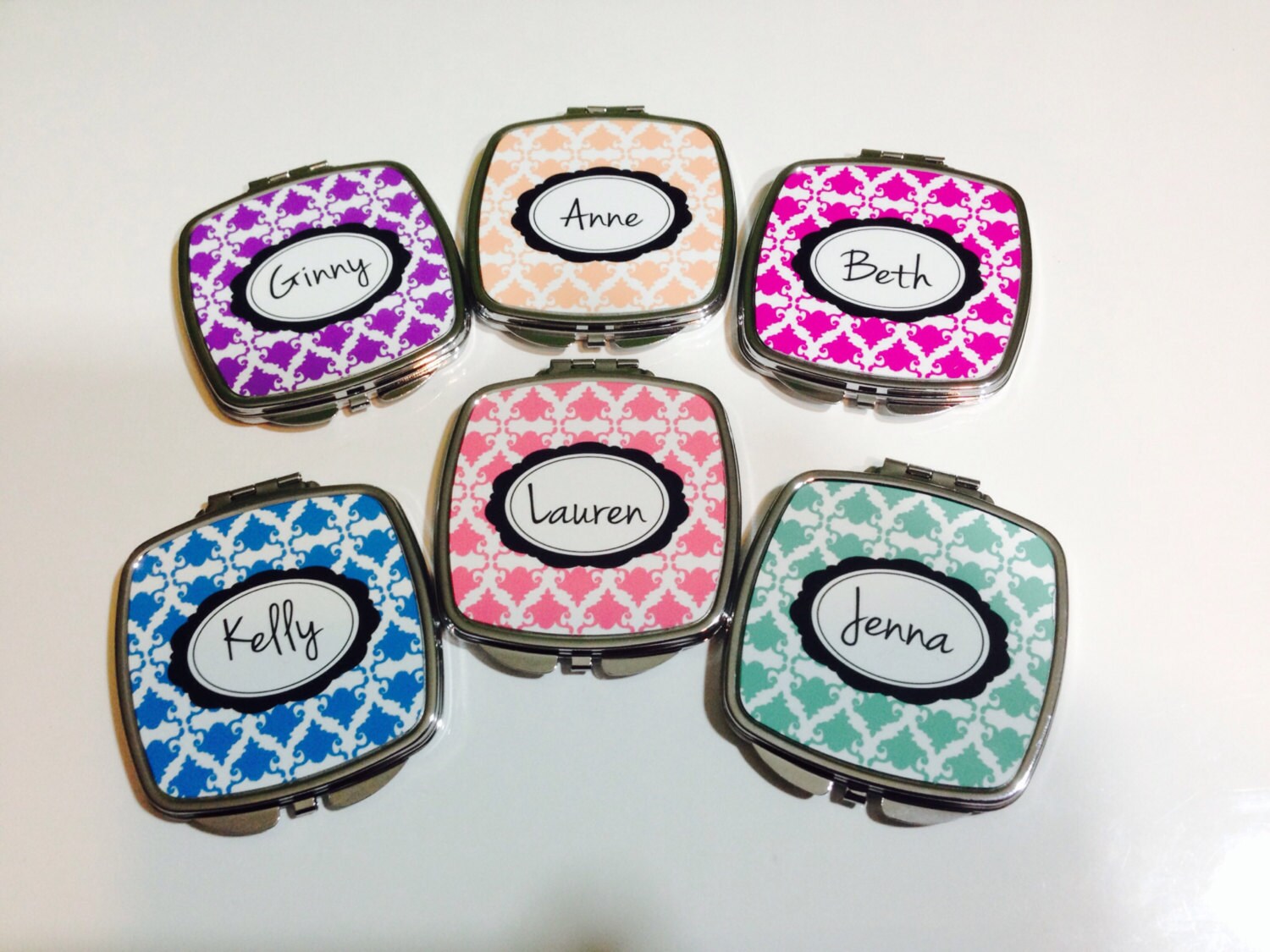 12 Custom Compact Mirrors Preppy Patterns Damask Etsy