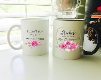 Proposal mug Mother of the bride mug, MOTG mug, MOH gift mug, will you be my bridesmaid mug, wedding party gifts, floral coffee
