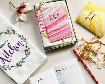 Kitchen Towel & Recipe Journal Gift set, chef gift, kitchen décor, baker gift set, Dish towel and Recipe Note set, mom gifts, housewarming