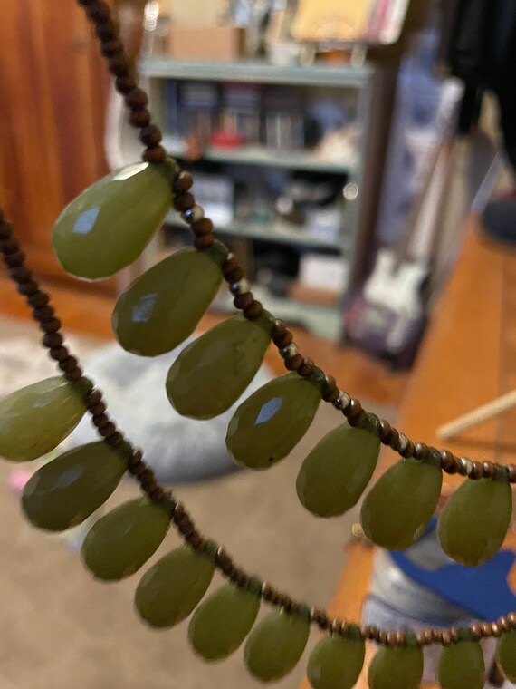 Aventurine ? Vintage green faceted double strande… - image 9