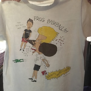 Vintage Beavis & Butthead MTV Frog Baseball T Tee Shirt ( M- L