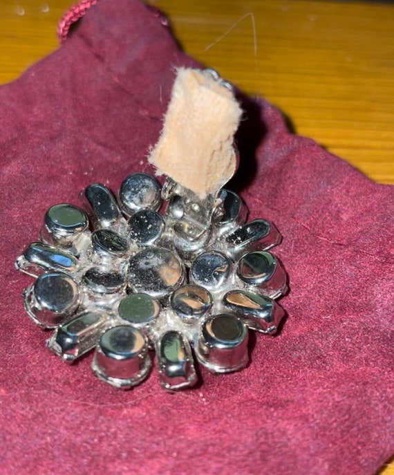 Vintage rhinestone round clip earrings. Baguettes… - image 6