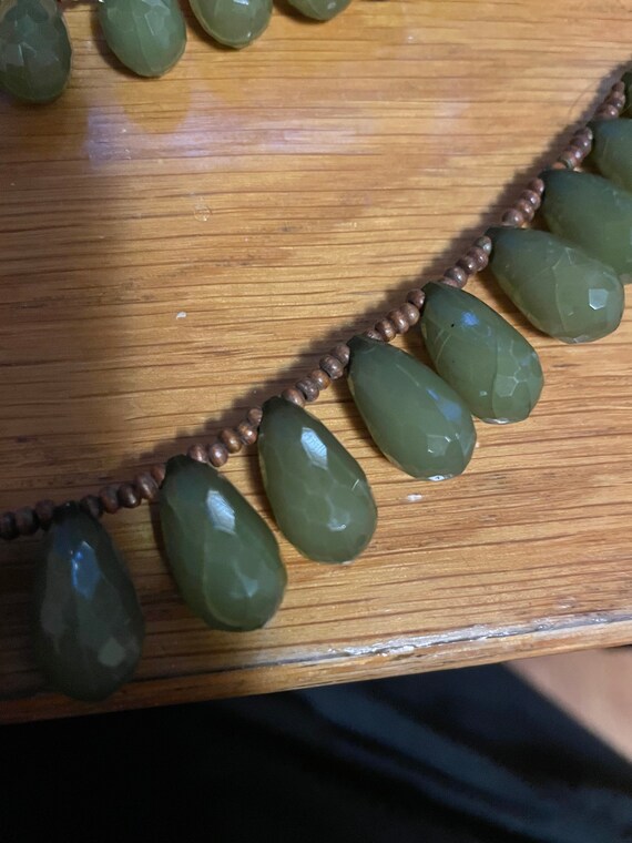 Aventurine ? Vintage green faceted double strande… - image 7