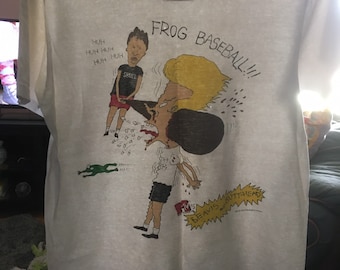 Vintage Beavis & Butthead MTV Frog Baseball T Tee Shirt ( M- L