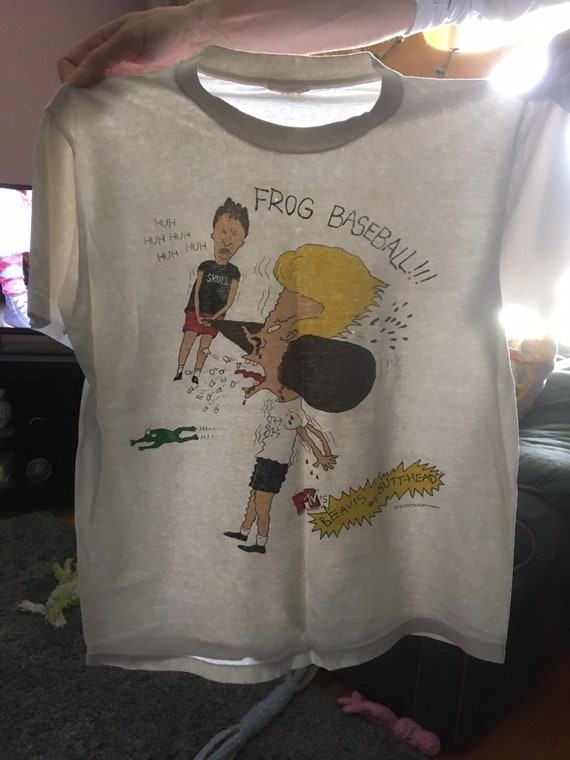 Vintage Beavis & Butthead MTV Frog Baseball T Tee Shirt ( M- L