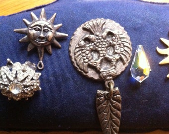 Sun Charms Aztec Pendent Rhinestone Earring Glass Crystal Teardrop Glass Bead Jewerly findings  cosmic LOT