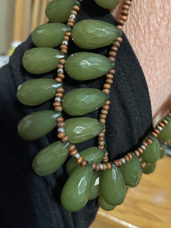 Aventurine ? Vintage green faceted double strande… - image 8