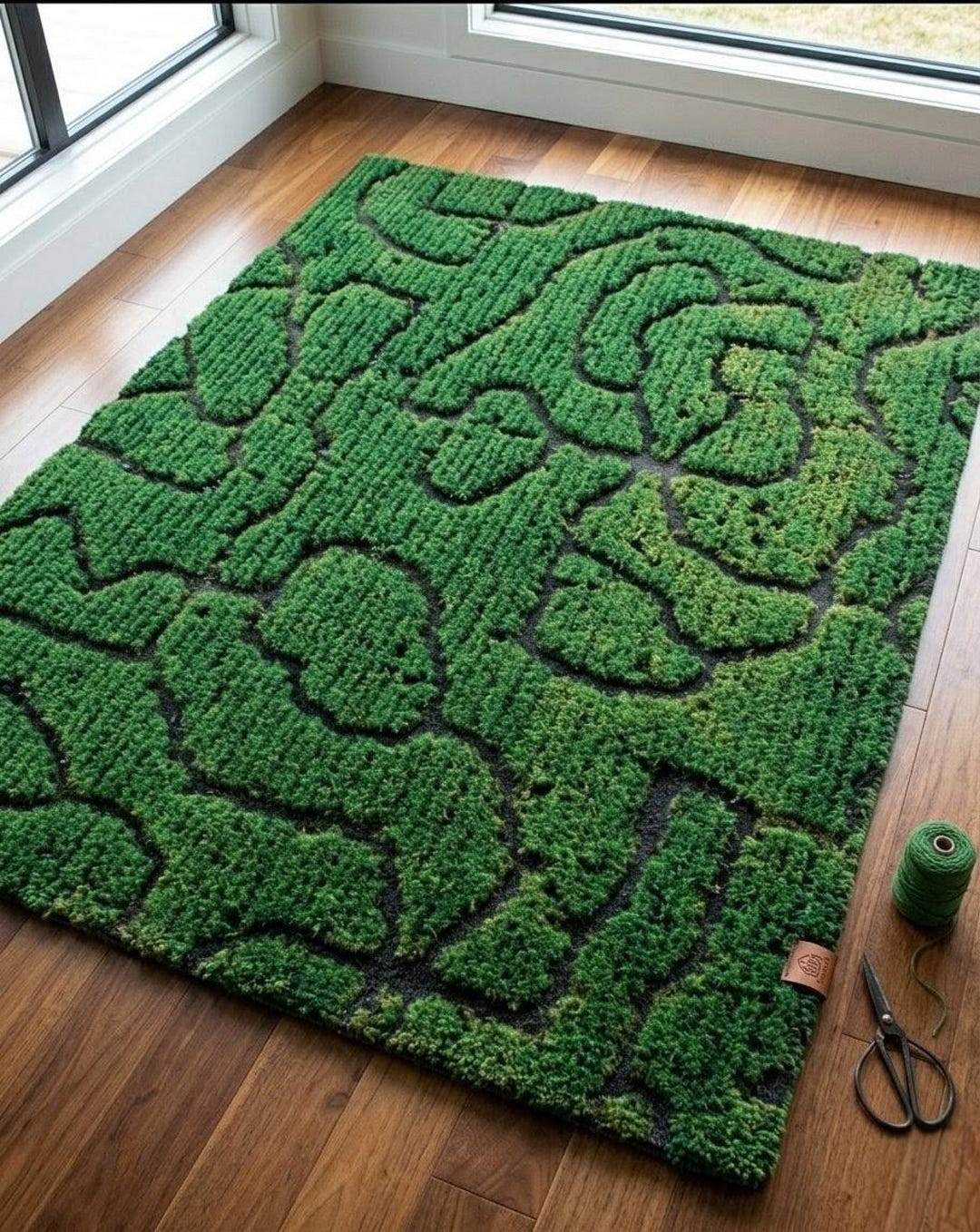 Hand Tufted Moss Rug, Green Abstract Shag Rug, Nature Inspired Area Rug ...
