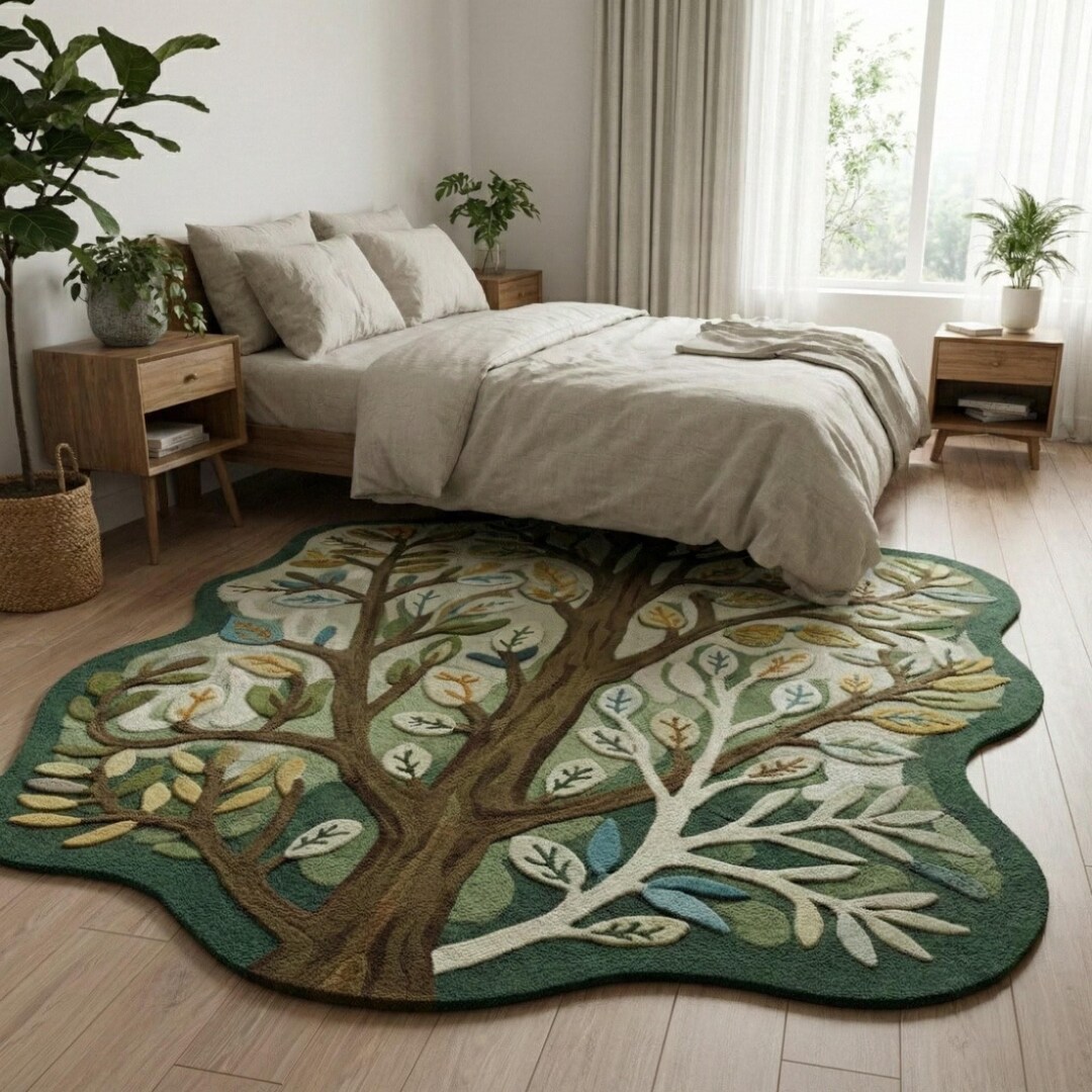Enchanted Rug Texture The Enchanted Grove: Hand-tufted Botanical Rug - Etsy