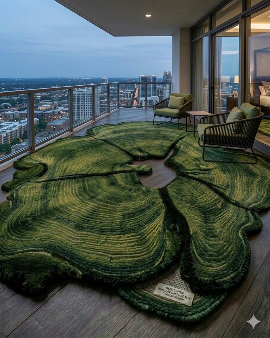 Luxury Tree Ring Moss Rug, Organic Shape Hand Tufted Wool Rug, Green ...