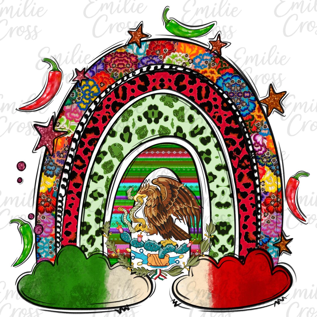 Mexican Raspberry Rainbow Mexico Rainbow Png, Mexican Serape Leopard Floral Rainbow Png, Mexico ...
