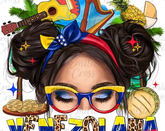 Venezolana png, Latina Pride Design png, Venezuelan Girl Art png, Latin Culture Quote png, Sublimation design