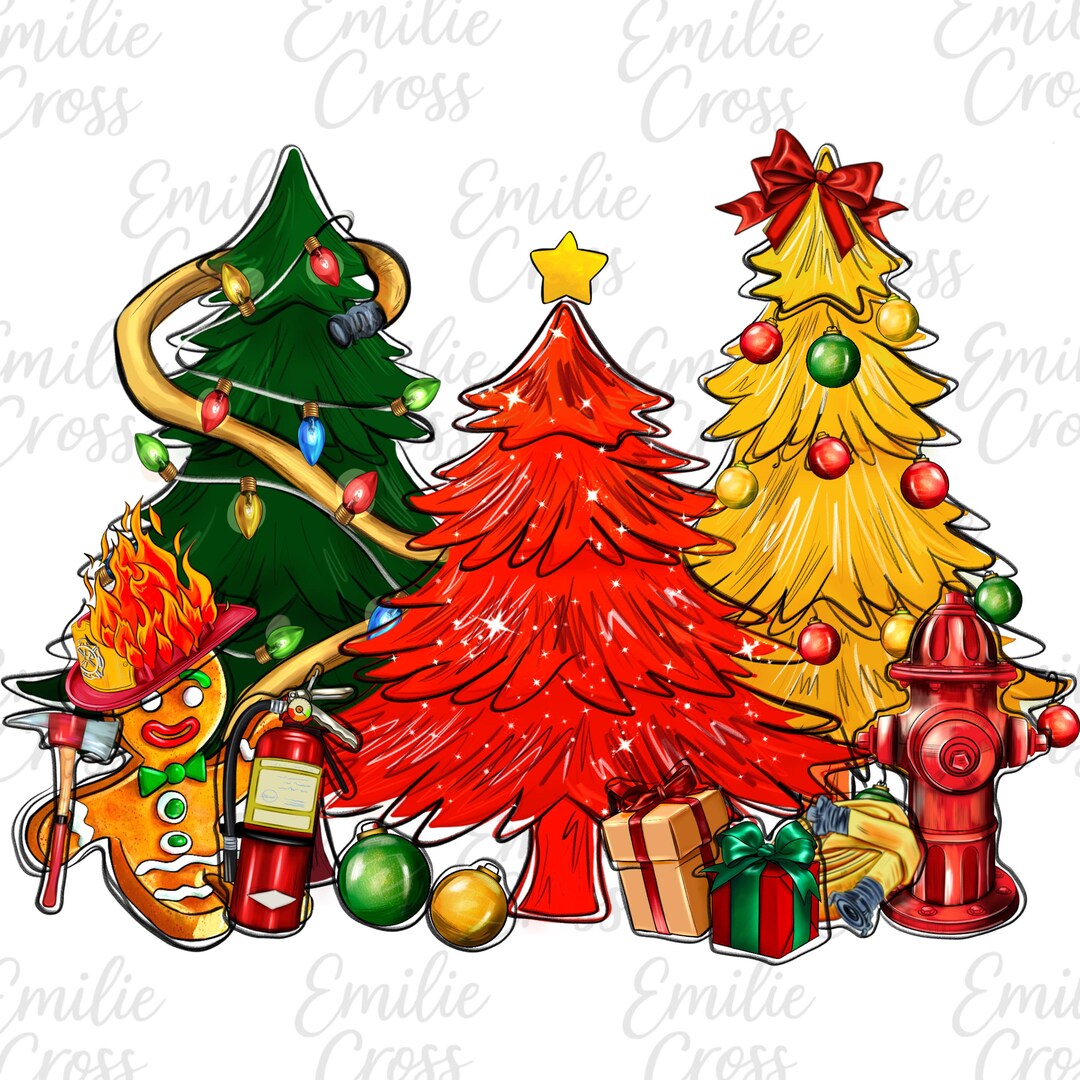 Gingerbread Fire Firefighter Christmas Png, Fireman Gingerbread Png, Fire Truck Tree ...