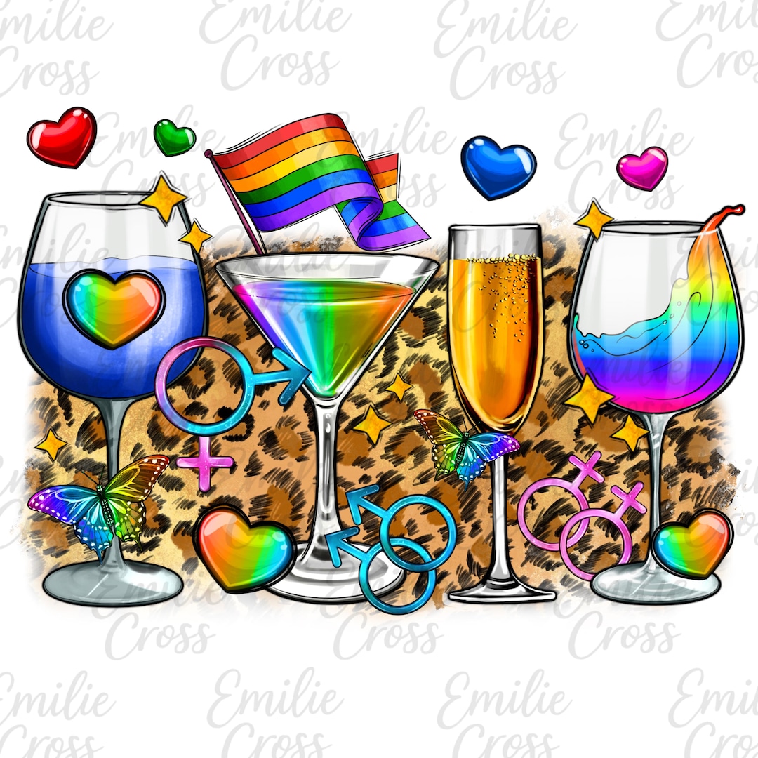 Trans Cocktail Pride Wine Glass Png, Rainbow Cocktail Drink Png, LGBTQ Cheers Party ...
