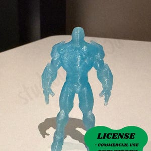 This digital render displays a Superior Iron Man Miniature featuring the iconic white and silver sleek armor design. The comic book hero is shown in a powerful stance, perfect for collectors seeking high quality Marvel figurines and Avengers character decor to add to their 3D printed hobbyist collection.