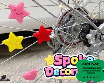 Star Spoke Decoration Kids Bike Accessory, Colorful Spoke  - 3D Printing - Blender Modeling - BambuLab - Limited Edition, Only Few Left.