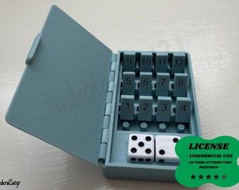 SHUT THE BOX, Pocket Sized Board Game, Travel Game, Shut The Box 3D Printing - Blender Modeling - BambuLab - Limited Edition, Only Few Left.
