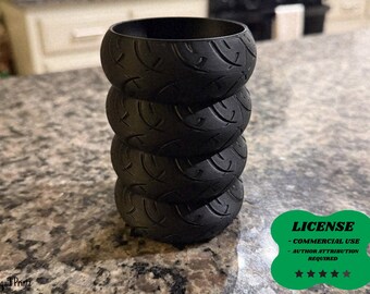 Modern Pen Holder Motorcycle Tire Desk Organizer, Office Decor,  3D Printing - Blender Modeling - BambuLab - Limited Edition, Only Few Left.