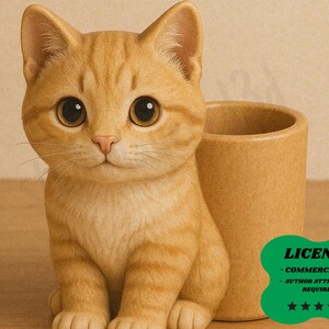 Desktop Organizer Cute Cat Pen Holder, Gift For Cat Lovers 3D Printing - Blender Modeling - BambuLab - Limited Edition, Only Few Left.