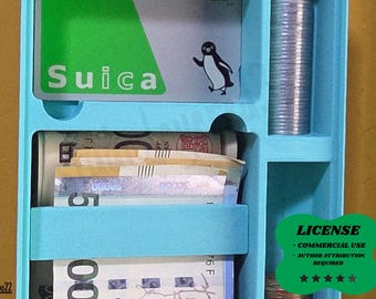 Gridfinity Card Holder, Cash Organizer, Coin Tray Desk Storage - 3D Printing - Blender Modeling - BambuLab - Limited Edition, Only Few Left.