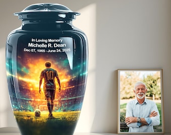Personalized Soccer Memorial Urn – Football Stadium Tribute, Cremation Keepsake