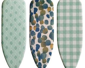 Flexitt Ironing Board Cover – Geometric, Check, Dots – 145x54 & 122x38 cm- Elasticated Felt Pad