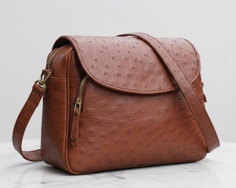 Genuine Ostrich Skin Leather Bag | Handmade Luxury Tote Purse | Gift for Her