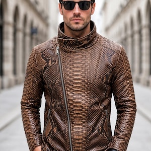 Luxury Python Print Jacket For Men | Street Wear Fashion Jacket | Slim Fit Coat
