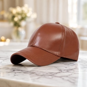 Genuine Sheep Leather Baseball Cap, Adjustable Unisex Hat, Classic Design