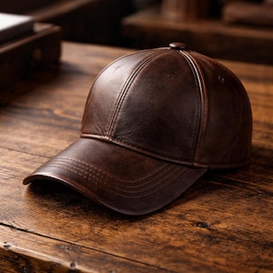 Skórzana czapka baseballowa, ręcznie robione modne czapki