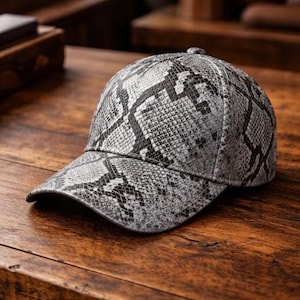 Czapka z daszkiem ze skóry węża Python, ręcznie robione modne czapki