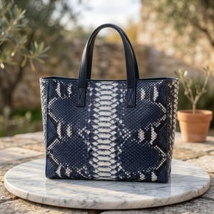 Python Handbag Large , Exotic Leather Tote Bag, Timeless Shoulder Bag