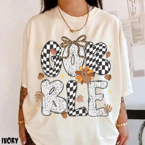 Gobble Shirt, Checkered Thanksgiving T-Shirt, Leopard Bow Turkey Tee, Cute Fall Gobble Graphic Shirt, Comfort Colors Retro Fall Graphic Tee