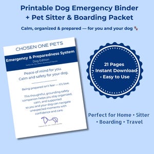 Cartella di emergenza per cani stampabile / Pacchetto per pet sitter e pensione (PDF)