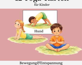 Yoga-kaarten voor kinderen – 12 yoga-oefeningen voor kinderen (kleuterschool & thuis) | A4 PDF om af te drukken