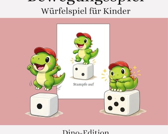 Movement game for children – Dino dice game with movements | Motor skills game for daycare, kindergarten & Montessori