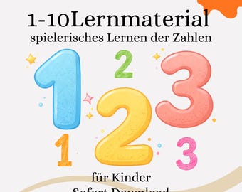 Printbare cijferkaarten 1-10 (2 varianten) | Cijfers leren voor kleuters en peuters | Leerzaam spel in PDF-formaat | Geïnspireerd door Montessori | A6-kaartenset
