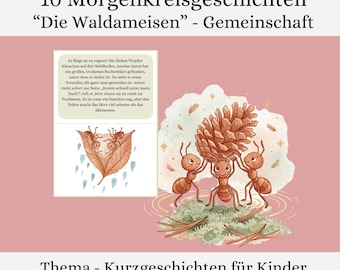 Sociale vaardigheden en delen – 10 interactieve verhalen: Bosmieren – Ochtendkringkaartjes voor kinderdagverblijven en kleuterscholen – Empathie – Mijn kleine routine