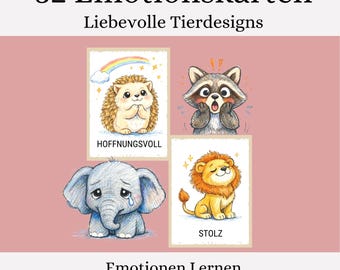 Gevoelens begrijpen en uiten, Montessori, dieren, emotiekaarten, emoties begrijpen en ontwikkelen, digitale download