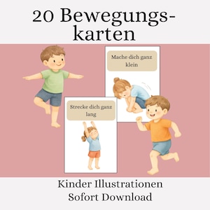 Bewegungskarten für Kinder – 20 einfache Bewegungsübungen | Motorik & Körperwahrnehmung spielerisch fördern (3–6 Jahre)