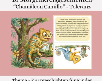 Diversiteit en inclusie voor kinderen – 10 interactieve verhalen: Kameleon Camillo – Ochtendkringkaarten voor kinderdagverblijf en kleuterschool – Tolerantie leren