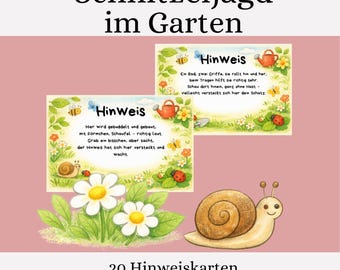 Tuinspeurtocht voor kinderen – 20 rijmende aanwijzingen om af te drukken – Schatzoektocht in de buitenlucht (PDF) – Verjaardagsspel voor kinderen van 4-6 jaar