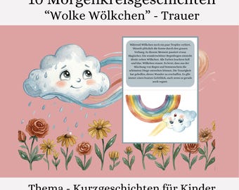 Verdriet en troost voor kinderen – 10 interactieve verhalen Wolkje Kleine Wolk – Ochtendkringkaartjes voor kinderdagverblijven en kleuterscholen – Leren rouwen