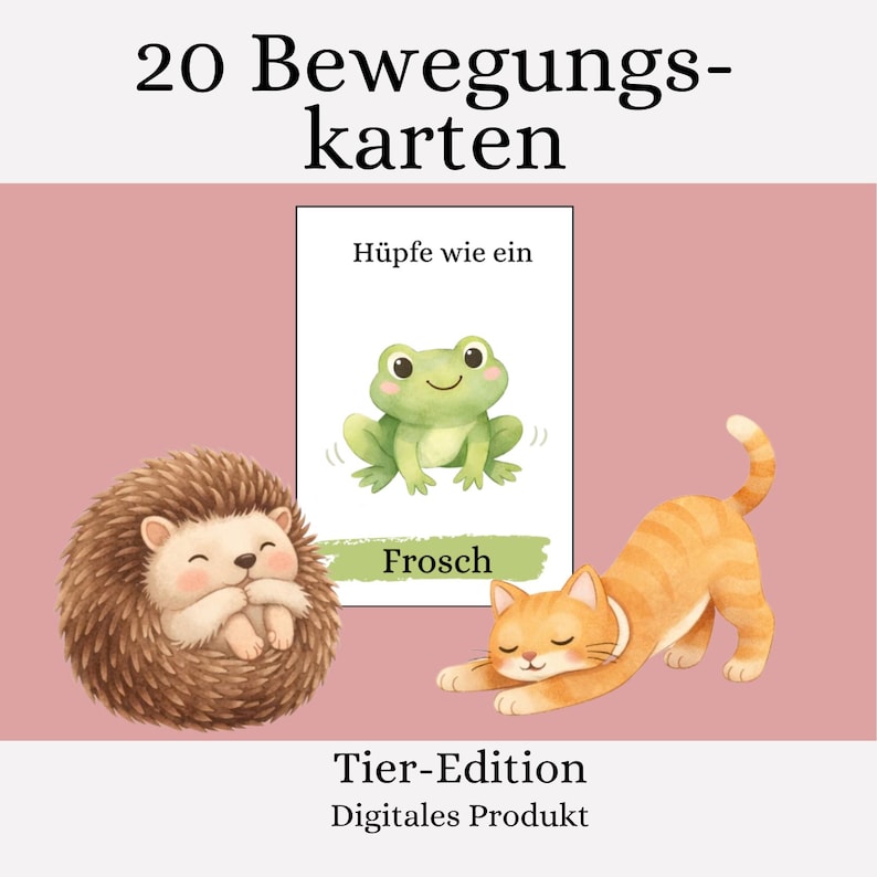 Movement cards for children – 20 animal movement games | Playfully promote motor skills & body awareness (3–6 years) image 1