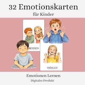 32 Emotion Cards for Children – For Home, Daycare and Kindergarten | Recognizing & Naming Feelings (Printable PDF) - Montessori