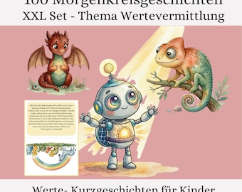 100 korte verhalen/verhalen voor de ochtendkring: Waarden en gevoelens – Kaartjes voor de ochtendkring voor kinderdagverblijf en kleuterschool – Emoties leren voor kinderen – Waarden begrijpen