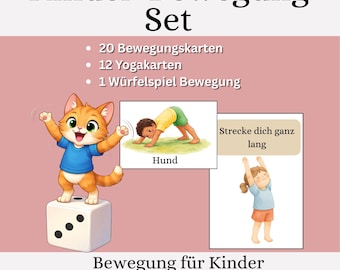 Meer beweging voor kinderen - bewegingsoefeningen en bewegingskaarten voor kinderen - yoga voor kinderen, Montessori-materialen, kinderopvang, kleuterschool